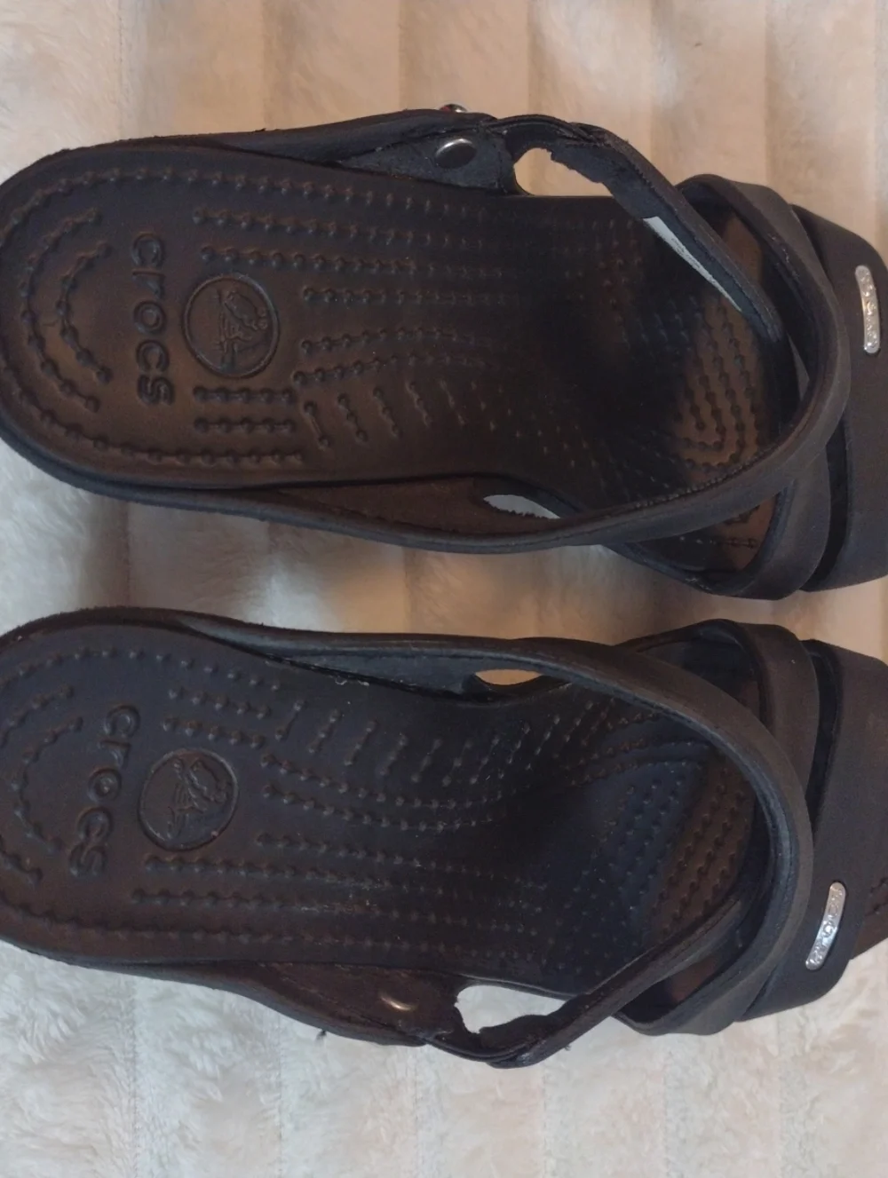 CROCS Cyprus IV Women's 6 Open Toe Slip-on Heel Sandals Strappy Comfort Black - Picture 4 of 13